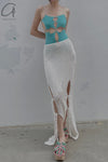 SWAYING/KNIT Japanese paper furry maxi skirt SW22SSB22 white